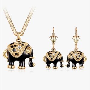 New 18K Gold Plated Elephant Necklace and Earring Set